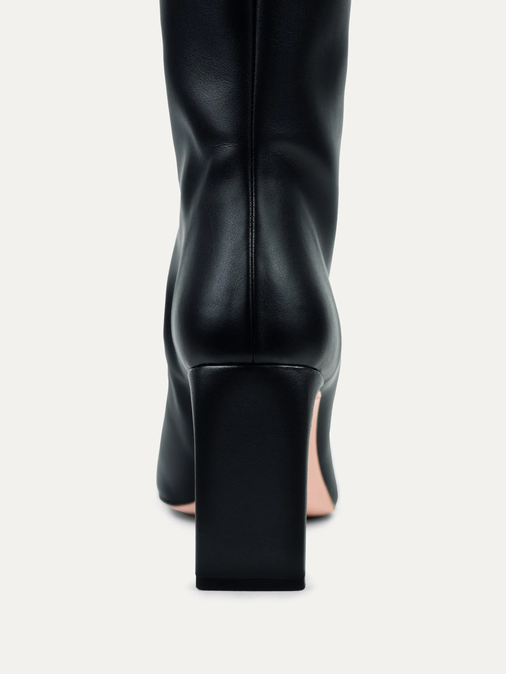 8h30 Bottes vegan en cuir de cactus à talons hauts | Noir