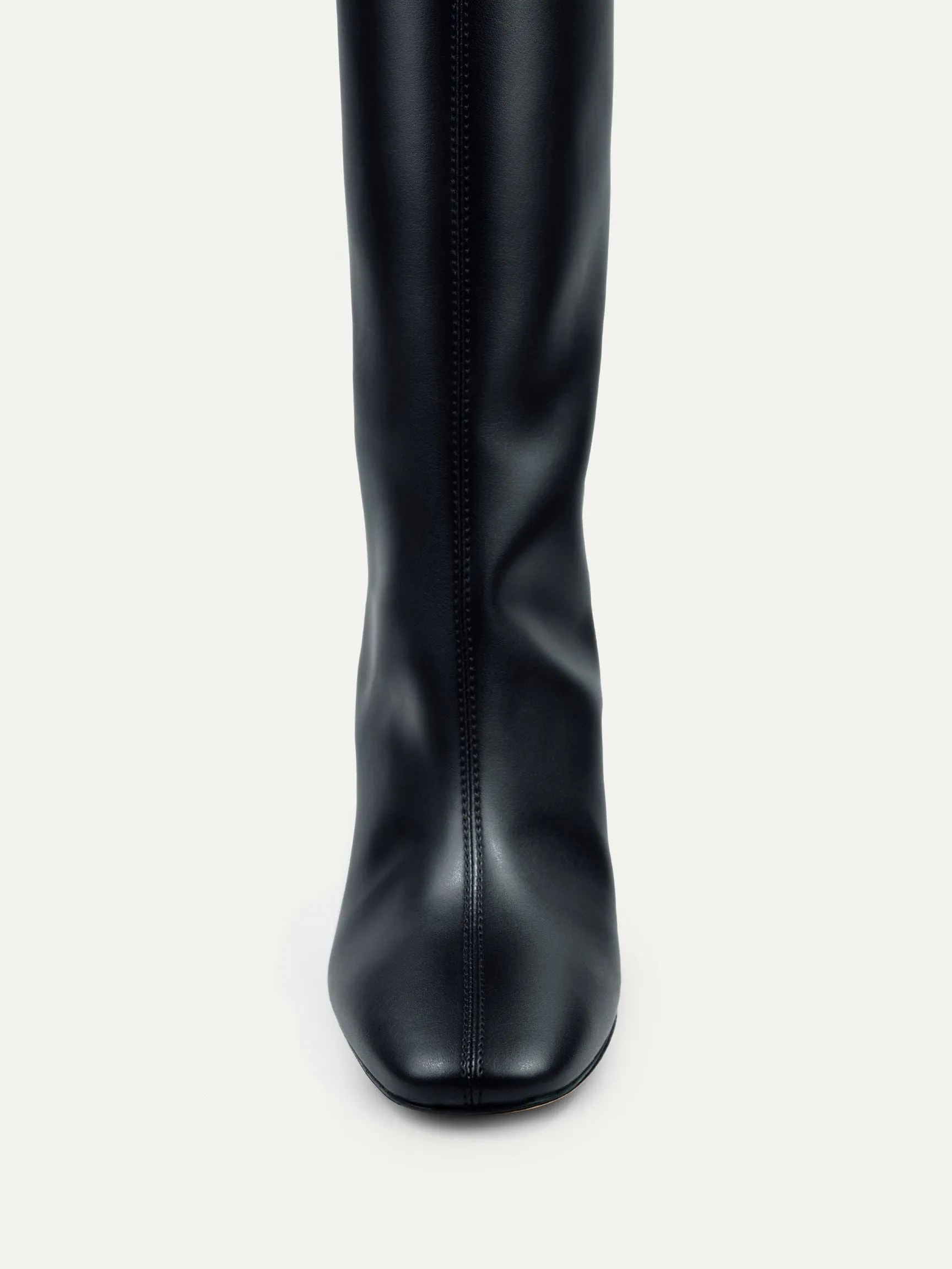 8h30 Bottes vegan en cuir de cactus à talons hauts | Noir