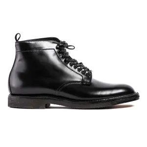 Botte Alden à bout rond en cordovan noir avec semelle en crêpe