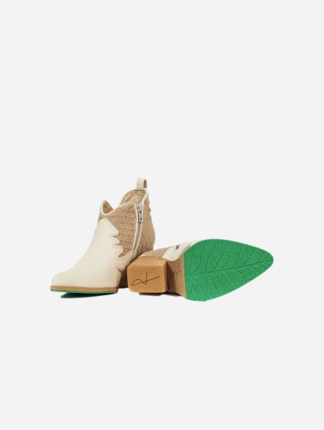 Bottes cowboy en similicuir végan pomme Atlantis | Beige