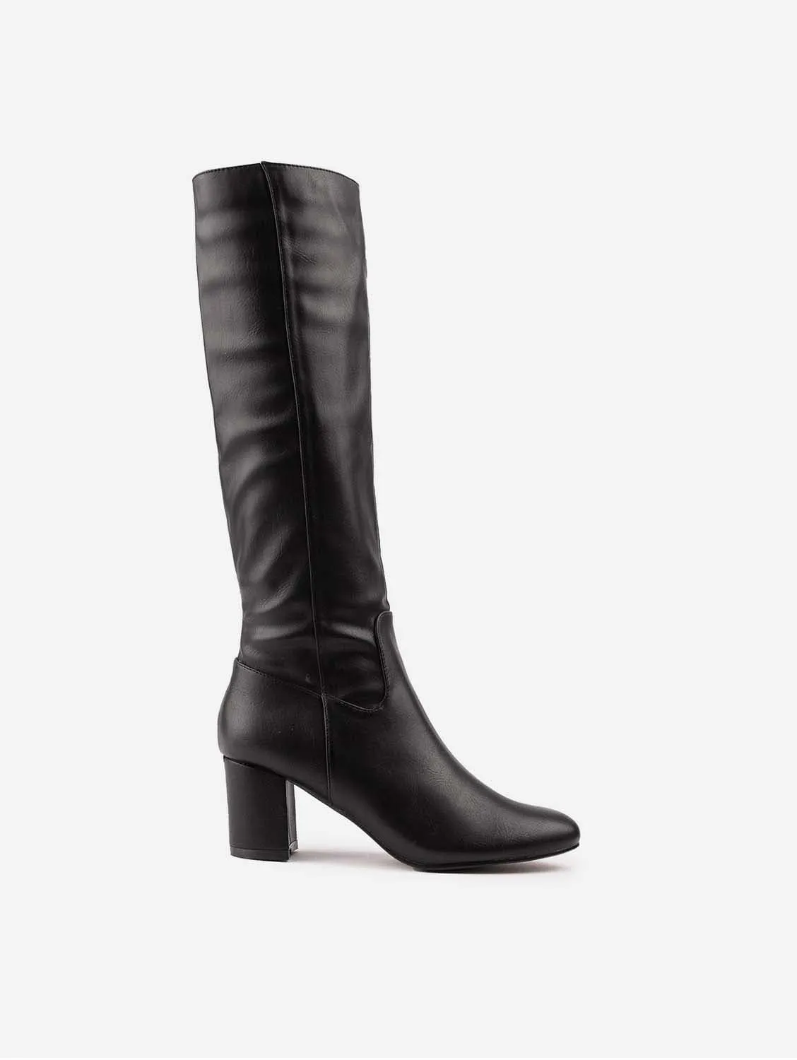 Bottes femme vegan en simili-cuir Avocado montant jusqu'aux genoux | Noir