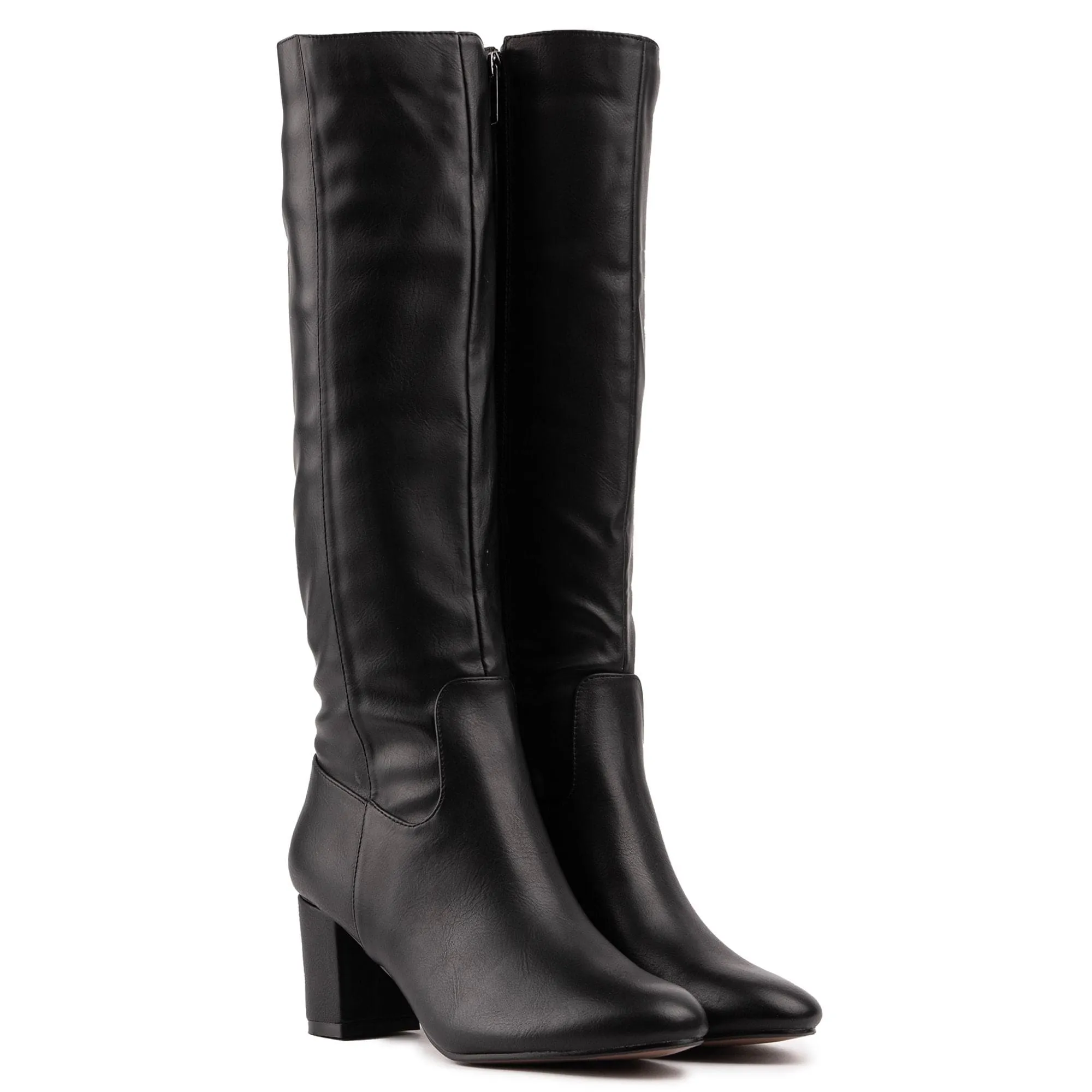 Bottes femme vegan en simili-cuir Avocado montant jusqu'aux genoux | Noir