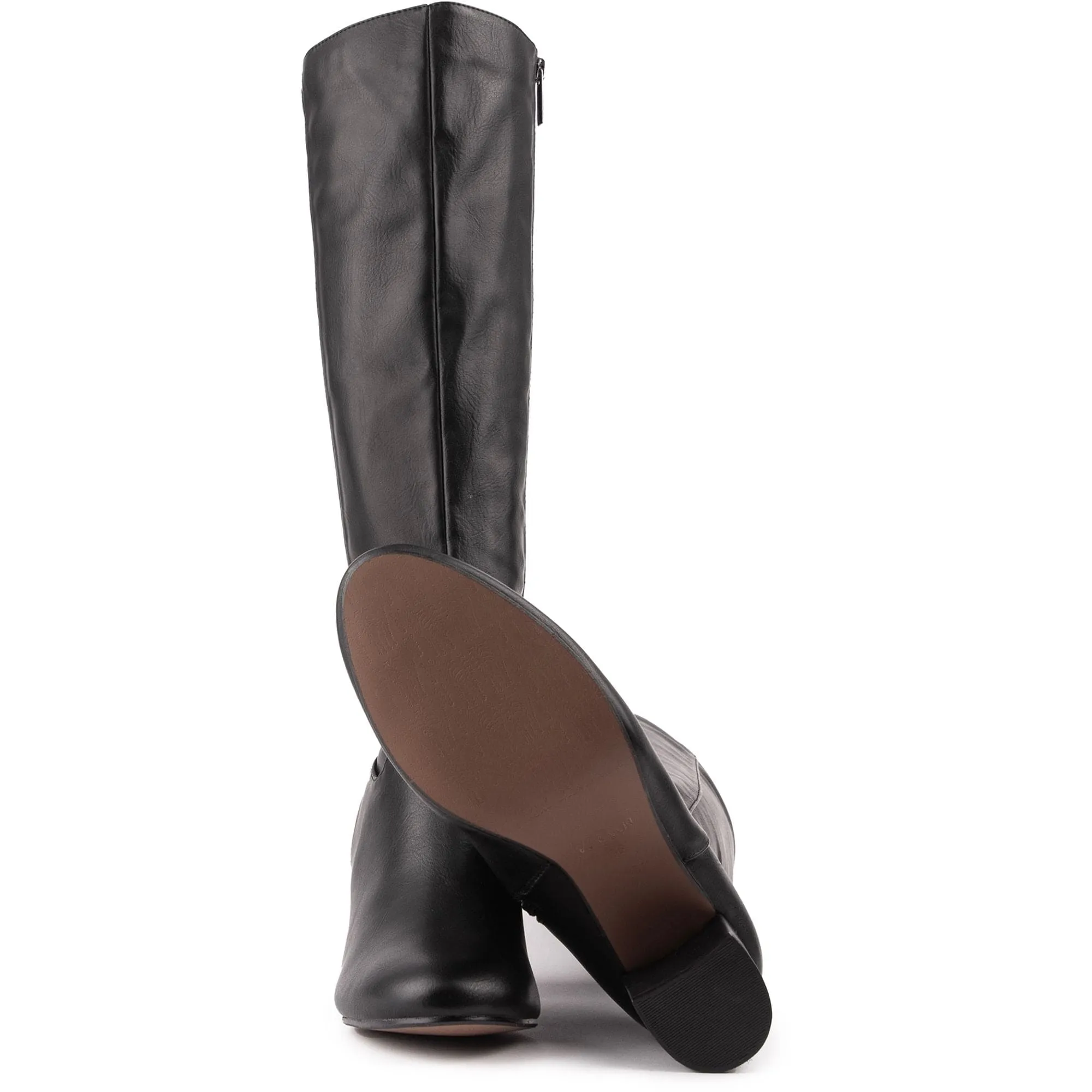 Bottes femme vegan en simili-cuir Avocado montant jusqu'aux genoux | Noir