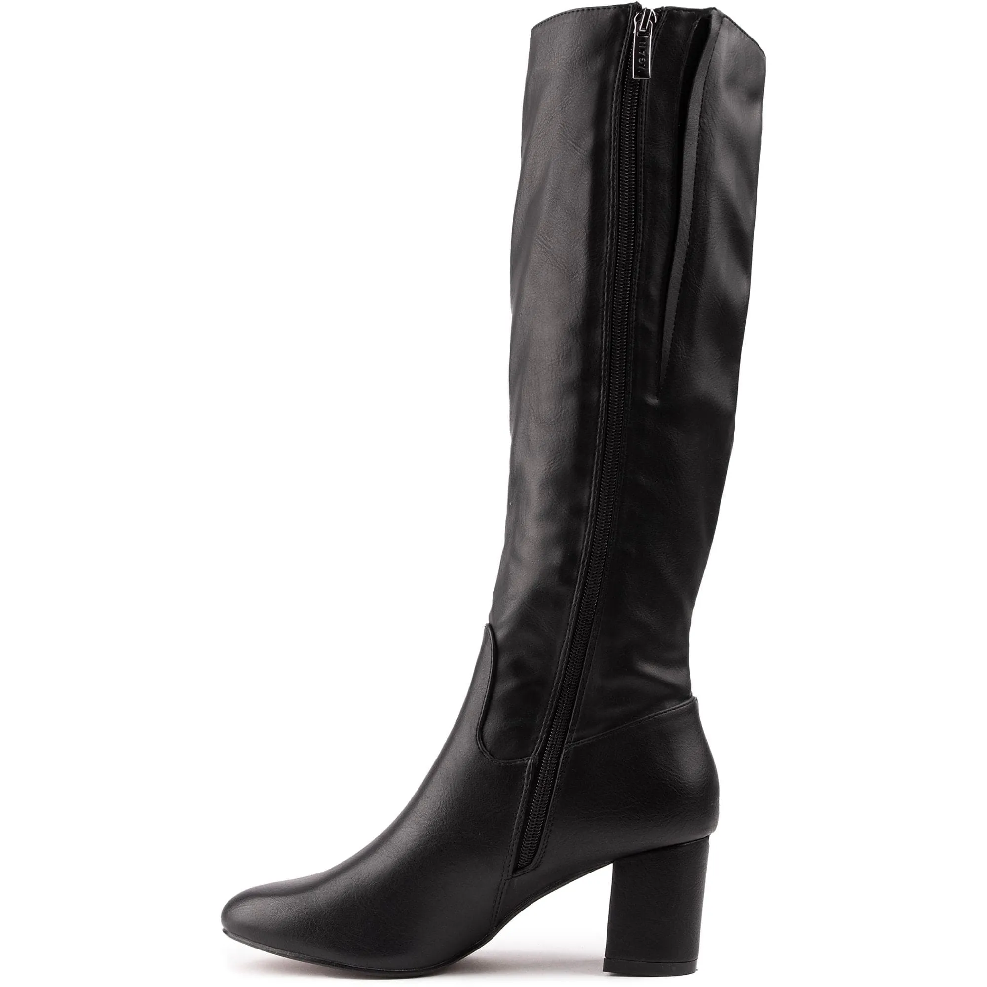 Bottes femme vegan en simili-cuir Avocado montant jusqu'aux genoux | Noir