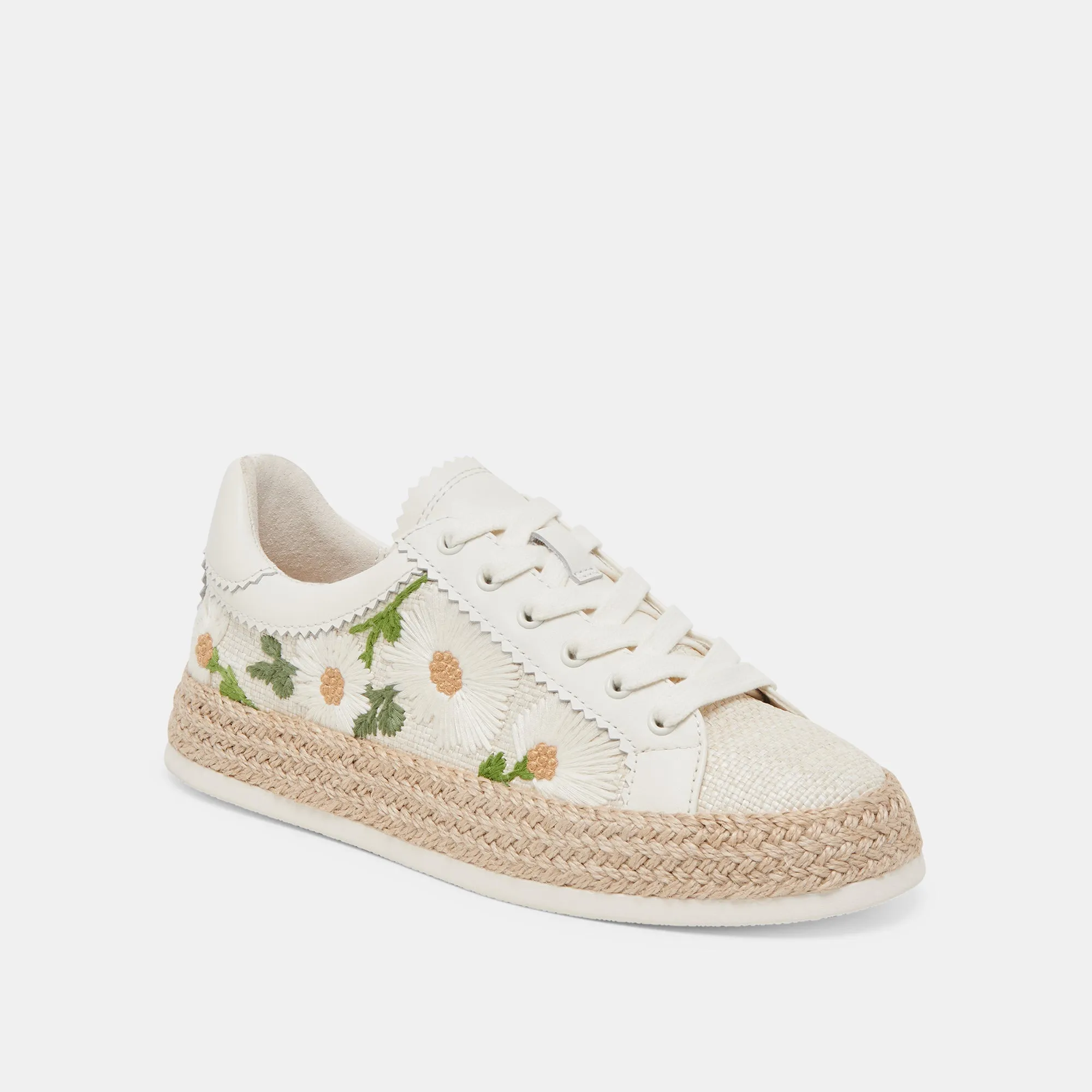 AZALIA SNEAKERS BLANC FLORAL RAFFIA