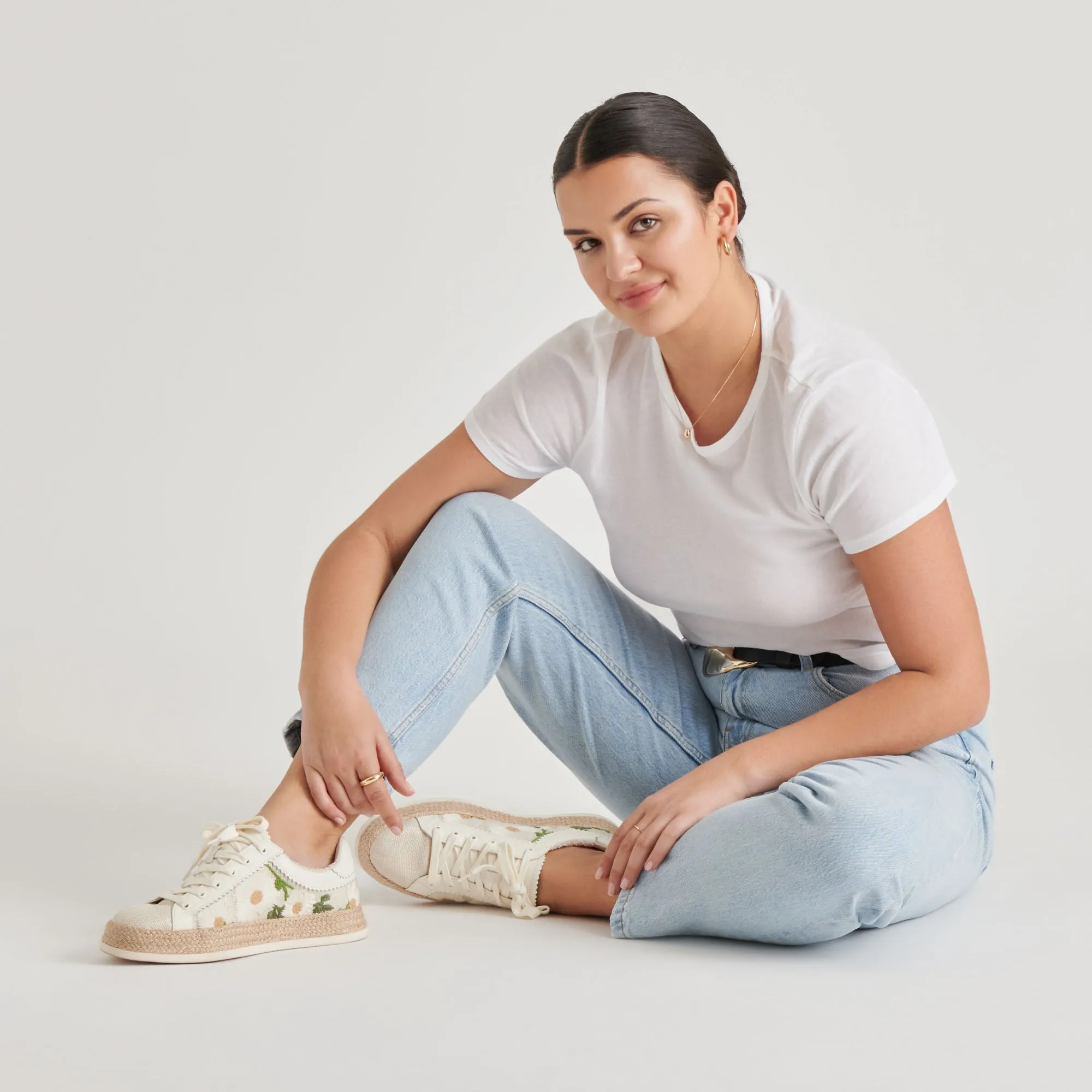 AZALIA SNEAKERS BLANC FLORAL RAFFIA