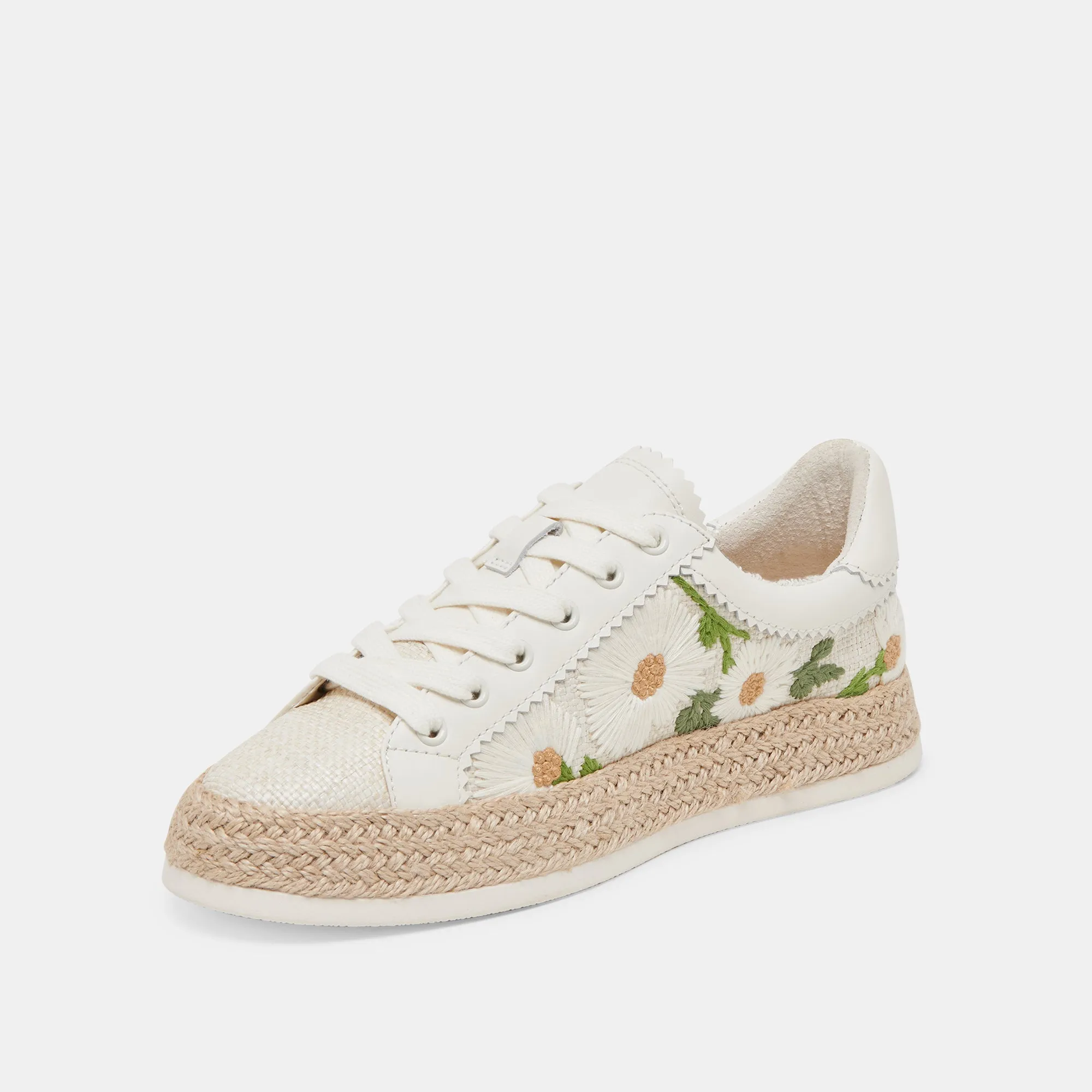 AZALIA SNEAKERS BLANC FLORAL RAFFIA