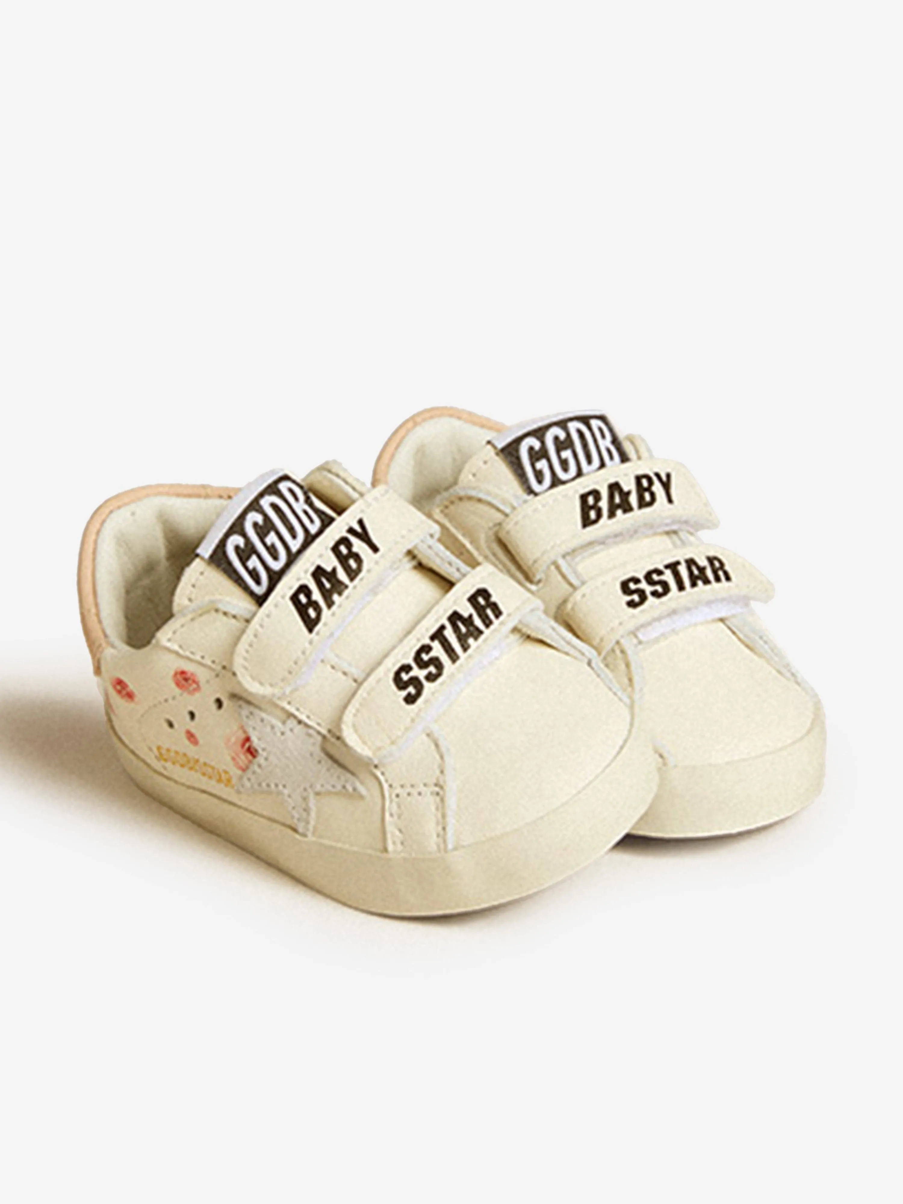 Baskets Étoiles en Cuir et Daim pour Fillettes en Blanc