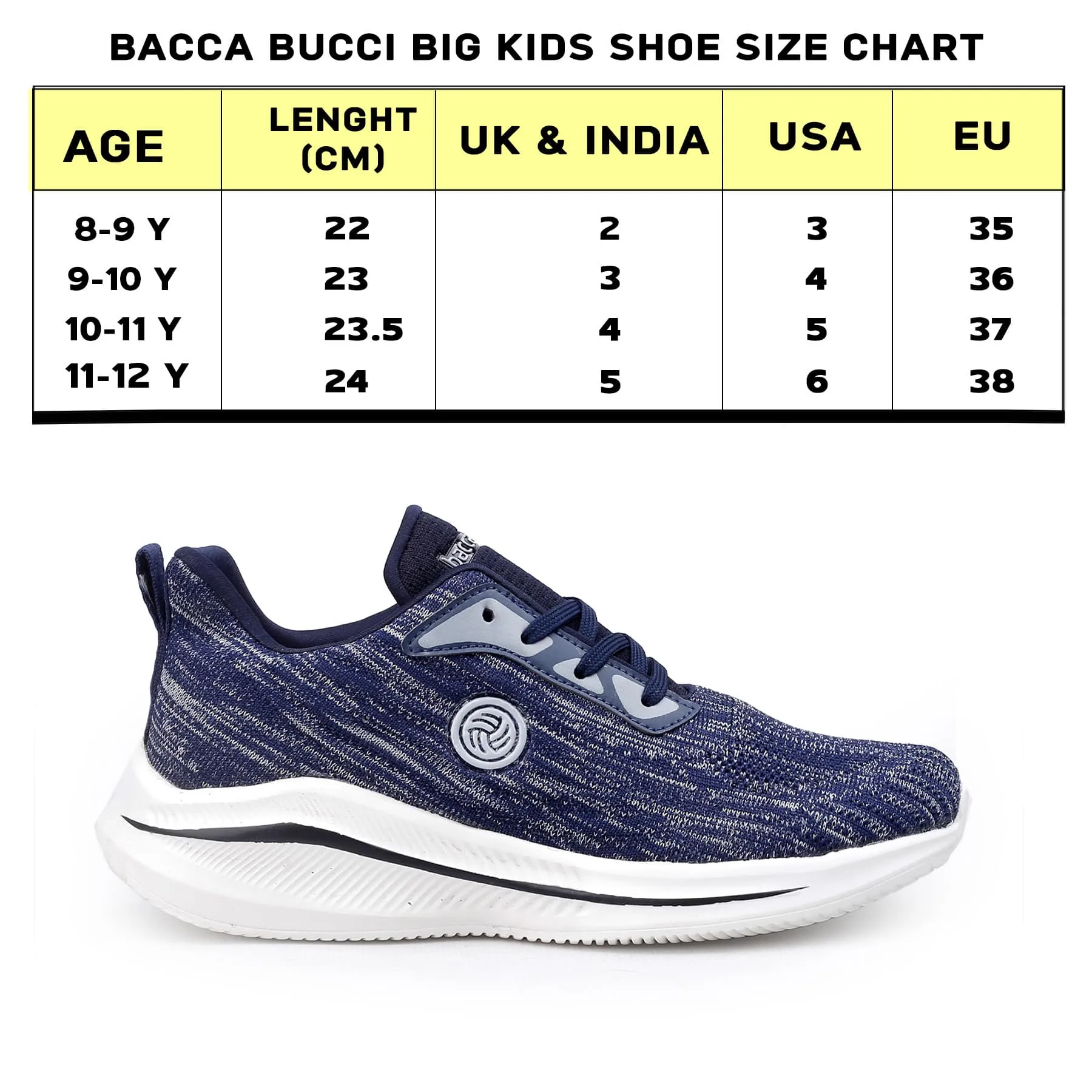 Bacca Bucci Chaussures de Sport Tricotées Essentielles pour Garçons ou Filles (Âge : 8 à 12 ans)