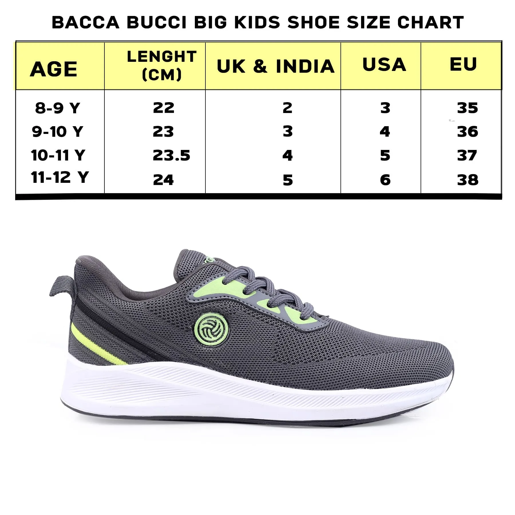 Bacca Bucci Chaussures de Sport Tricotées Essentielles pour Garçons ou Filles (Âge : 8 à 12 ans)