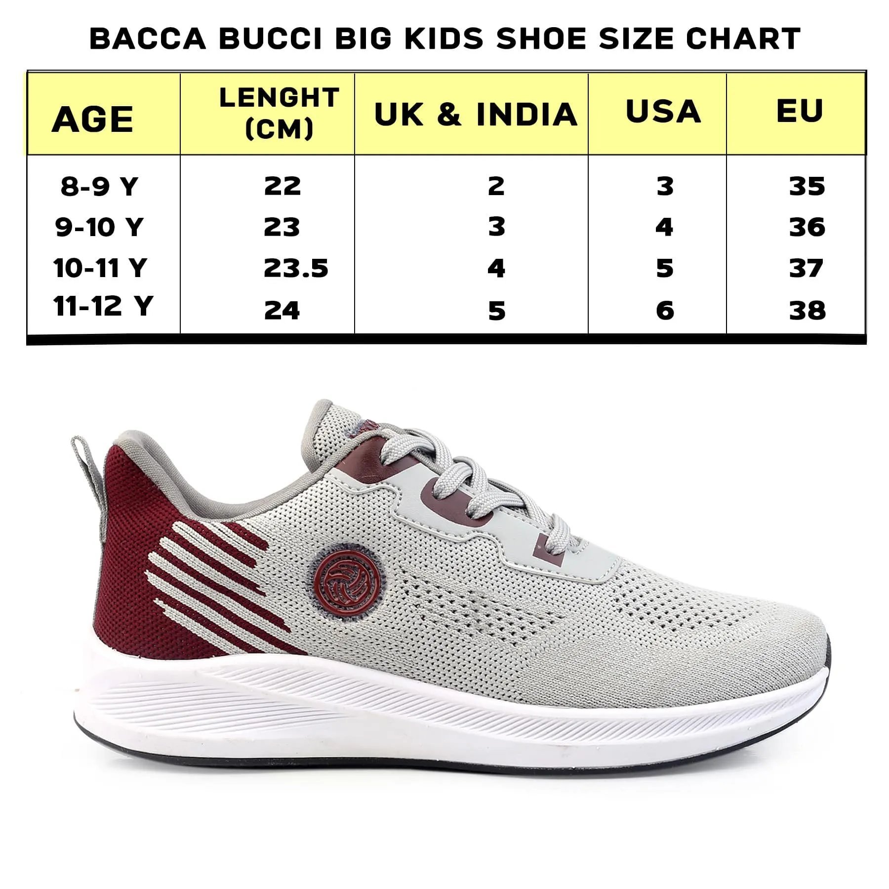 Bacca Bucci Chaussures de Sport Tricotées Essentielles pour Garçons ou Filles (Âge : 8 à 12 ans)