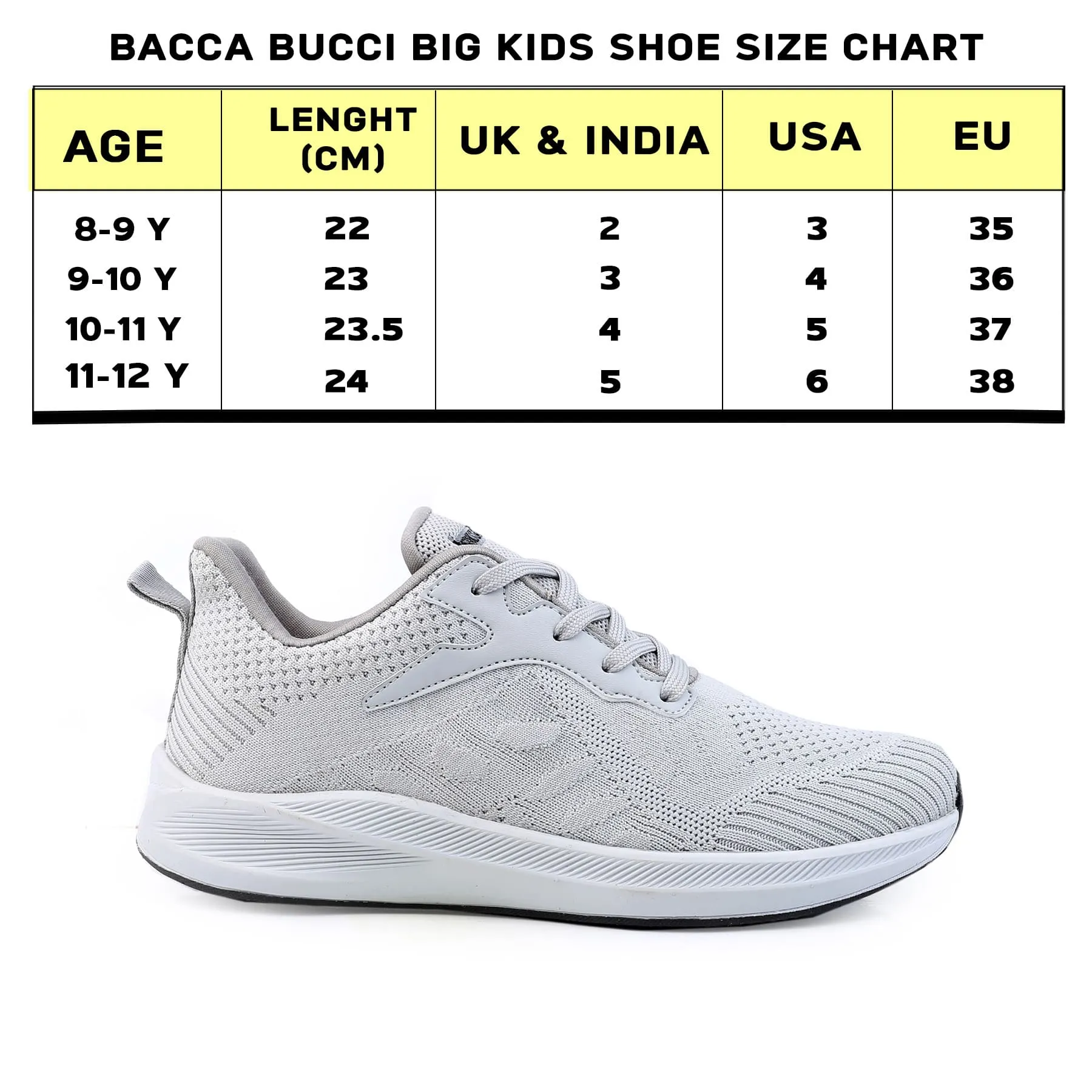 Bacca Bucci Chaussures de Sport Tricotées Essentielles pour Garçons ou Filles (Âge : 8 à 12 ans)