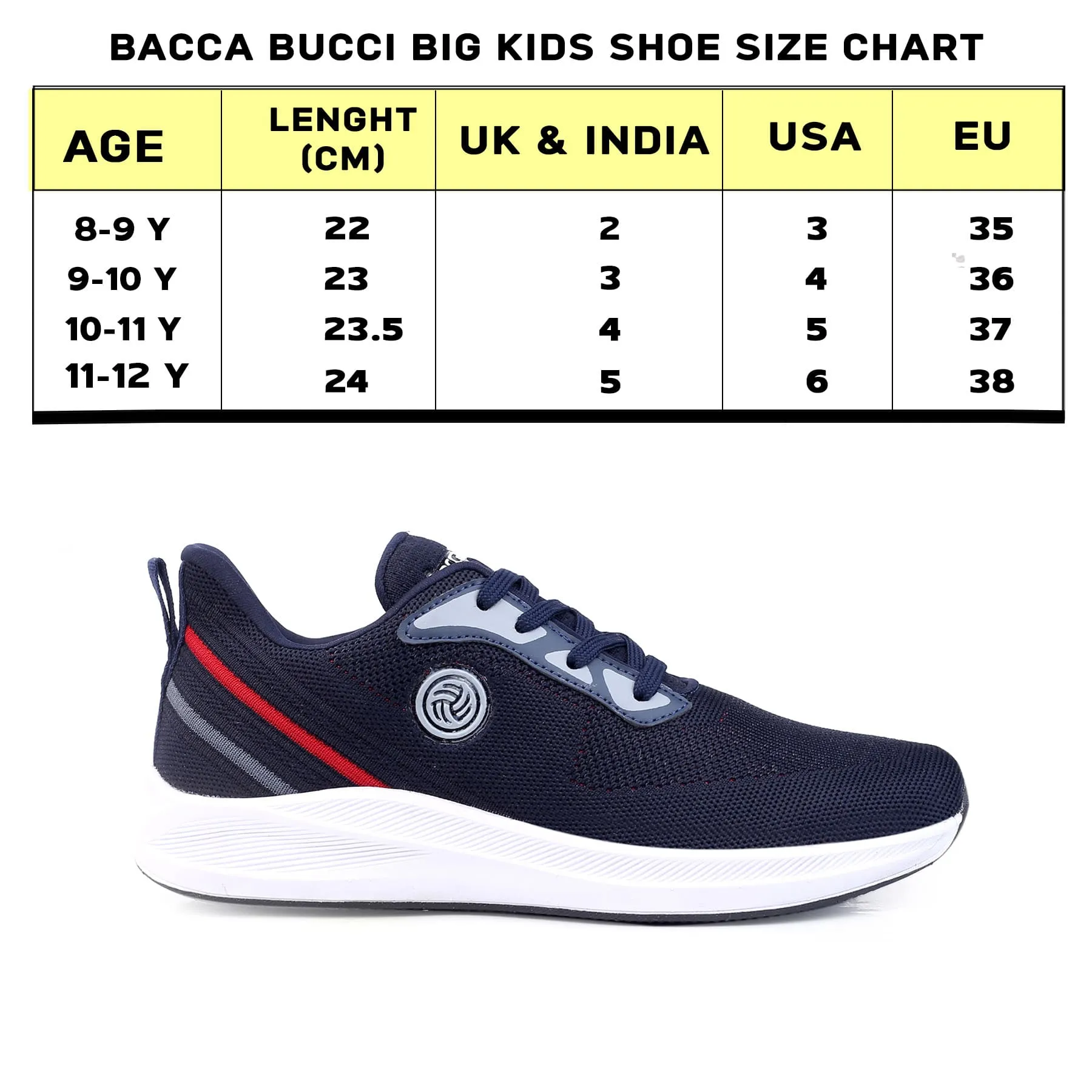 Bacca Bucci Chaussures de Sport Tricotées Essentielles pour Garçons ou Filles (Âge : 8 à 12 ans)