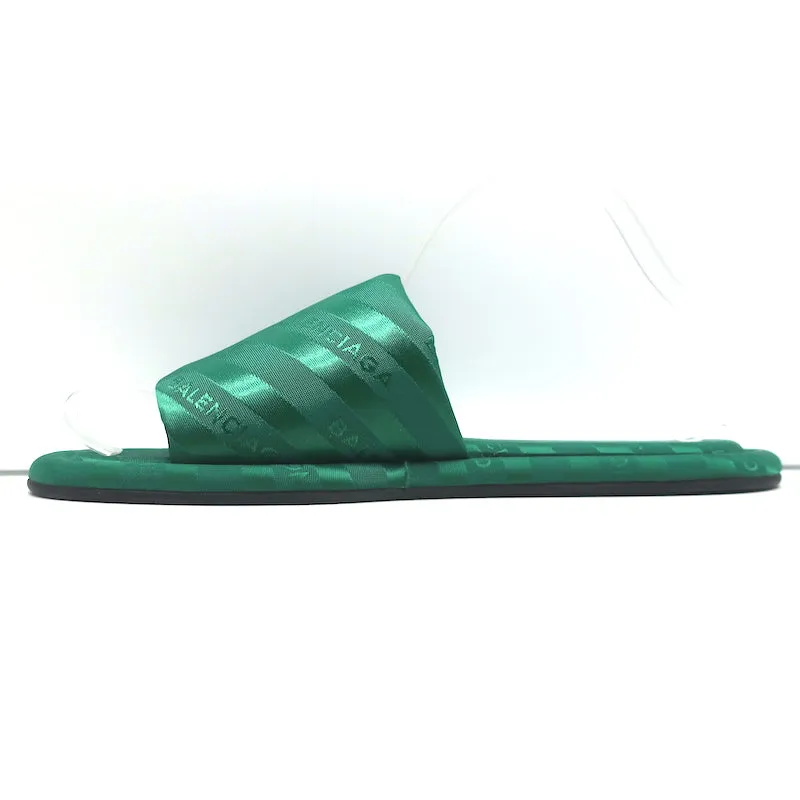 Balenciaga Sandales d'hôtel à logo vert Jacquard Taille 38 Sandales plates