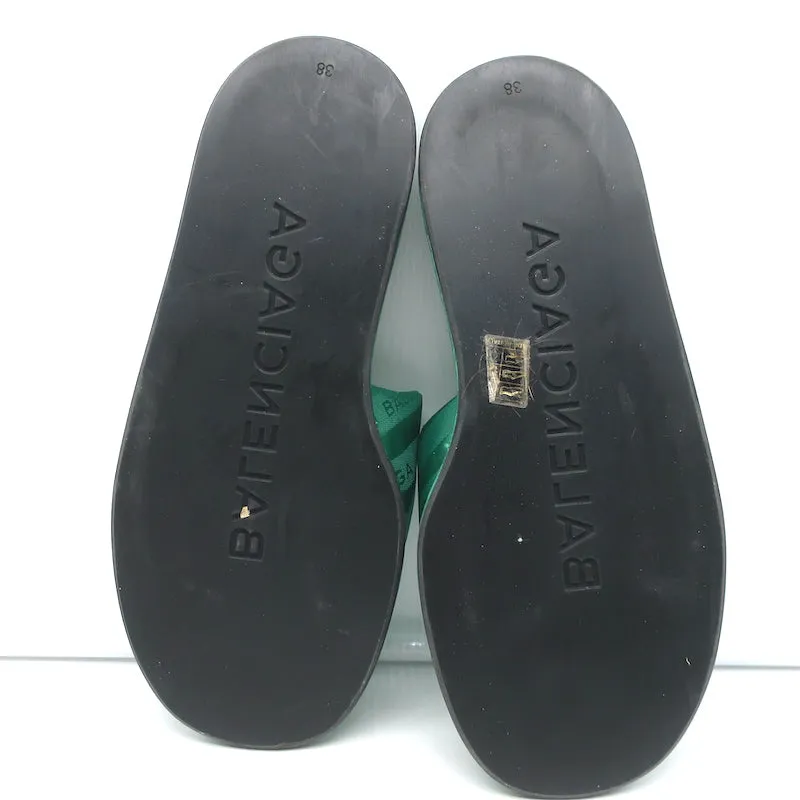 Balenciaga Sandales d'hôtel à logo vert Jacquard Taille 38 Sandales plates