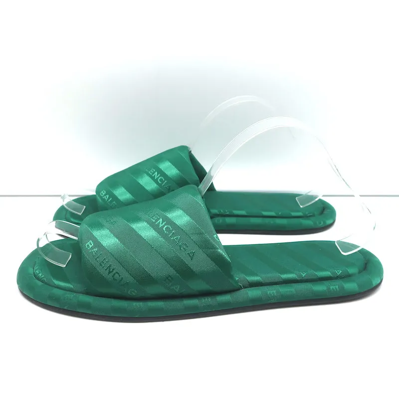 Balenciaga Sandales d'hôtel à logo vert Jacquard Taille 38 Sandales plates