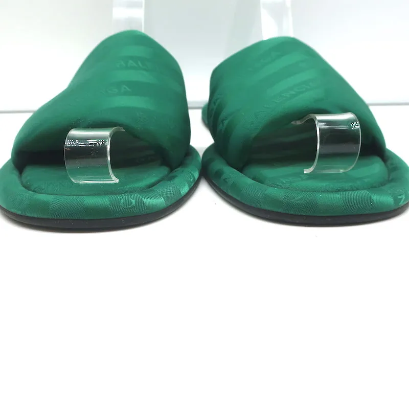 Balenciaga Sandales d'hôtel à logo vert Jacquard Taille 38 Sandales plates