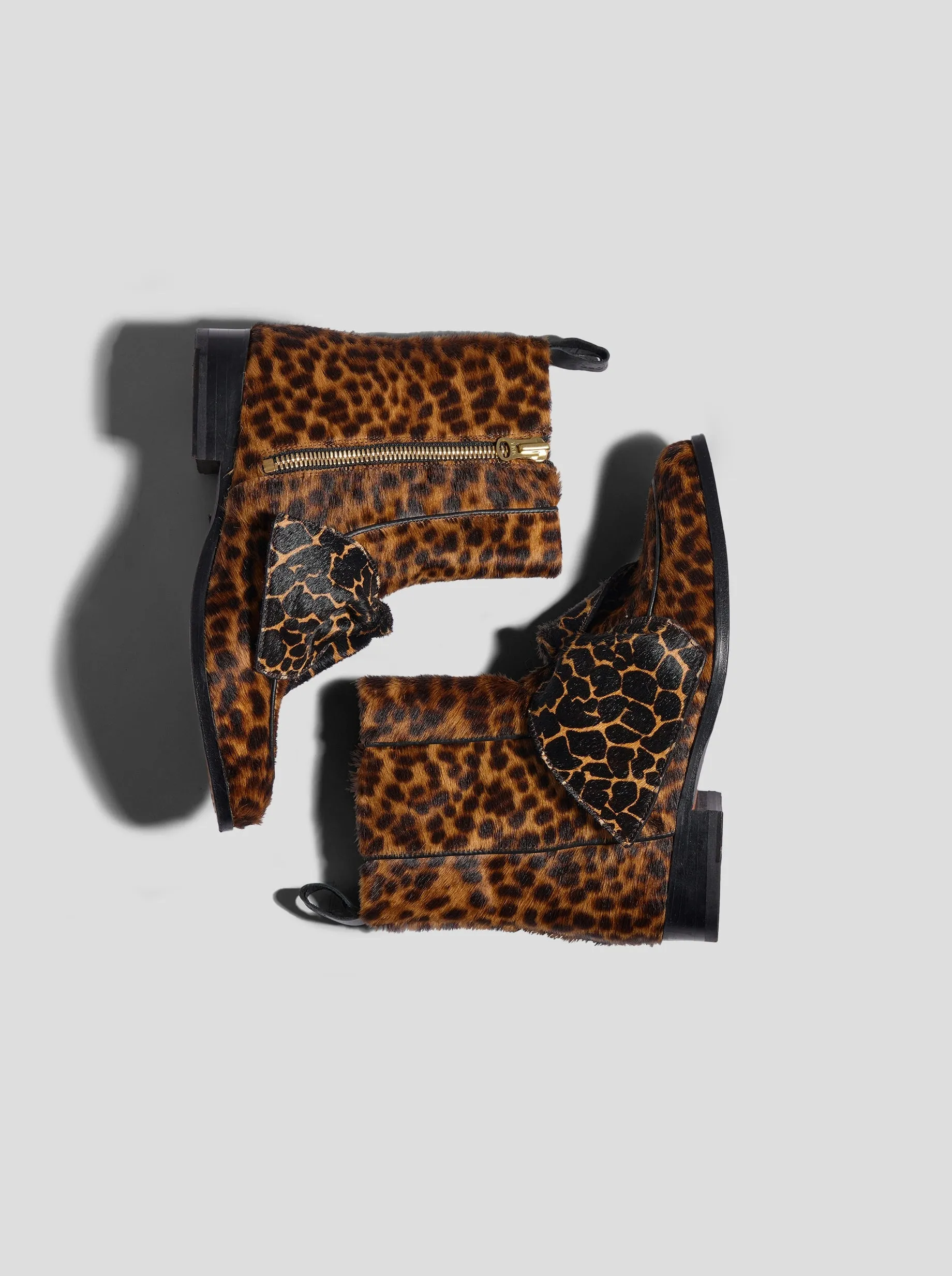 Bottes BB en cuir imprimé léopard et girafe