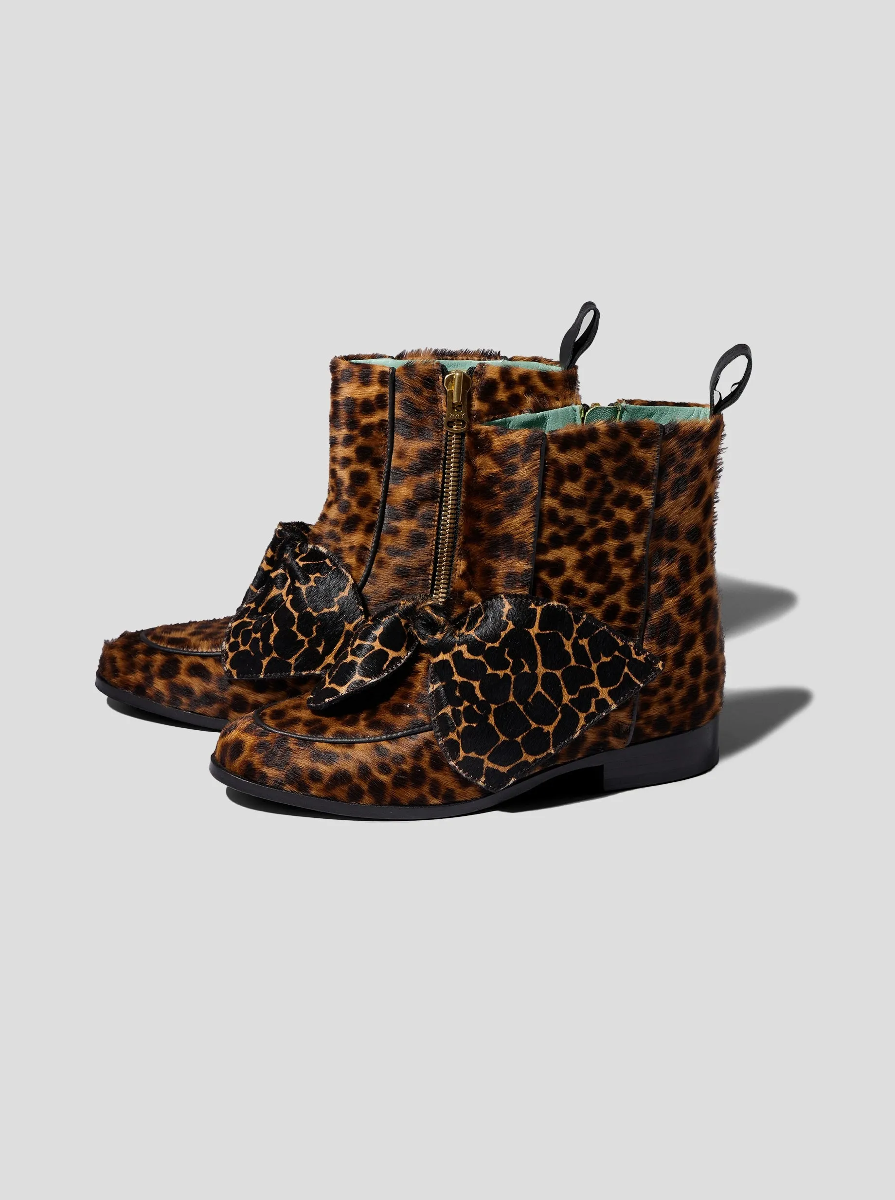 Bottes BB en cuir imprimé léopard et girafe