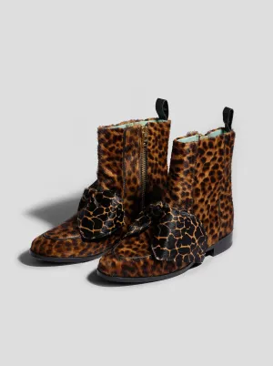 Bottes BB en cuir imprimé léopard et girafe