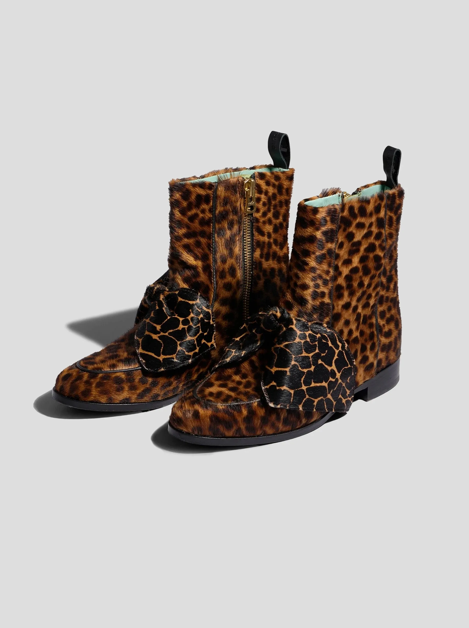 Bottes BB en cuir imprimé léopard et girafe