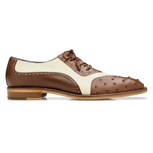Chaussures Belvedere en Peau Exotique Belvedere Sesto en Marron / Crème Oxford en Plume d'Autruche