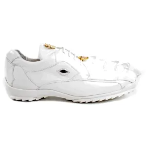 Chaussures Belvedere Exotic Skin Belvedere Vasco en Crocodile Hornback Blanc Véritable & Baskets en Veau Souple