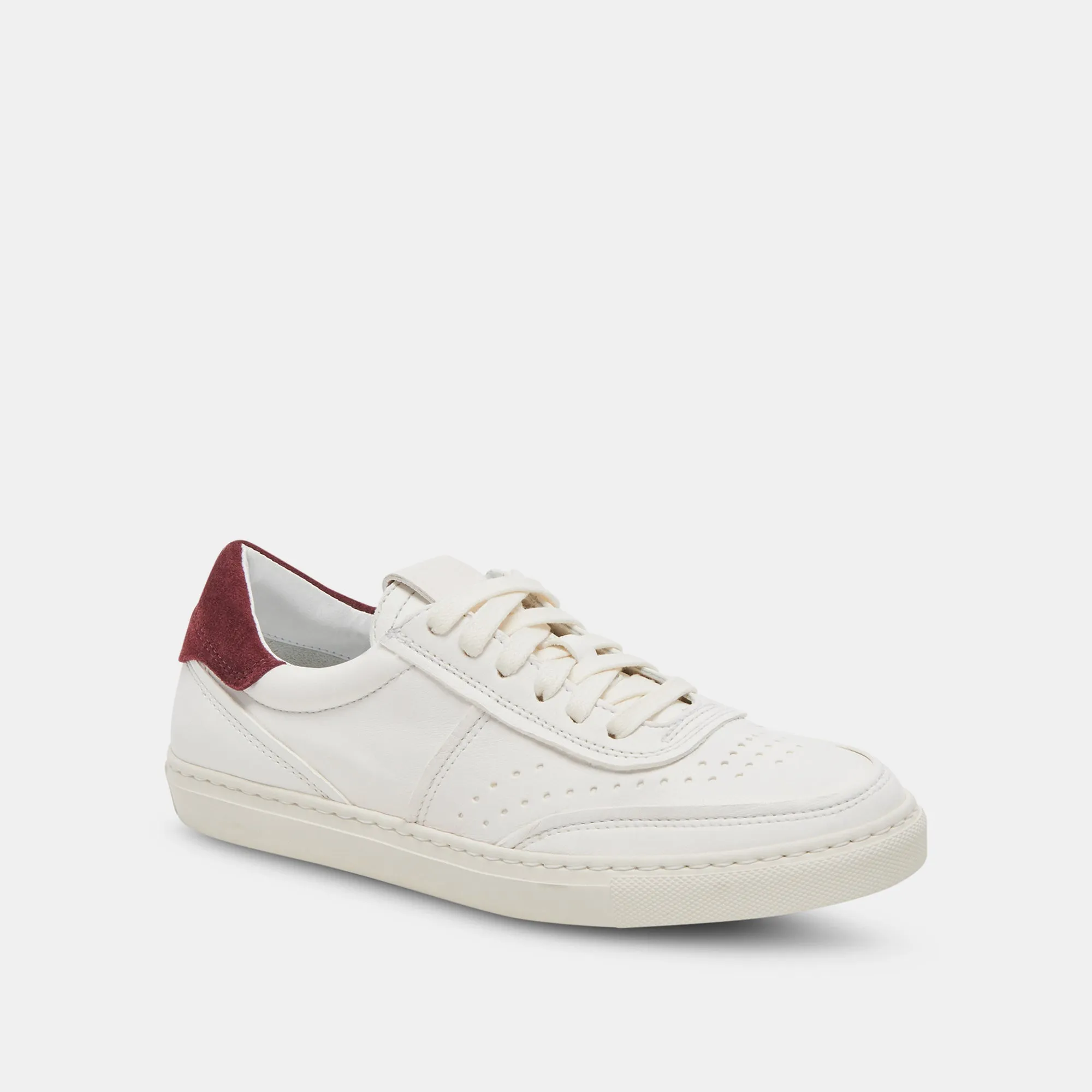 BODEN SNEAKERS BLANC MAROON CUIR