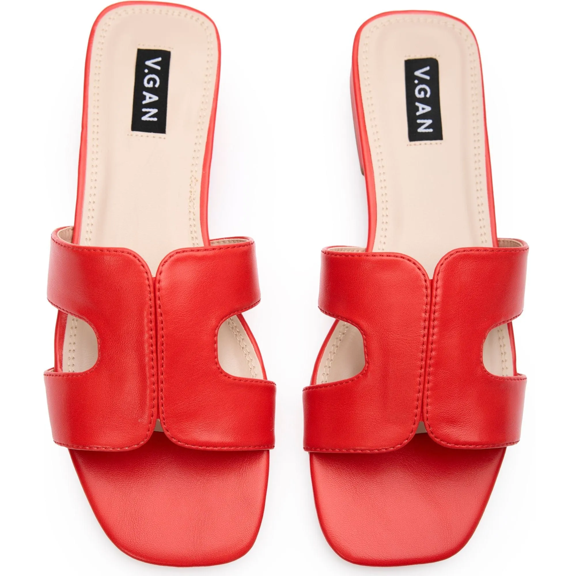 Sandales slides en similicuir végan pour femmes Bok | Rouge