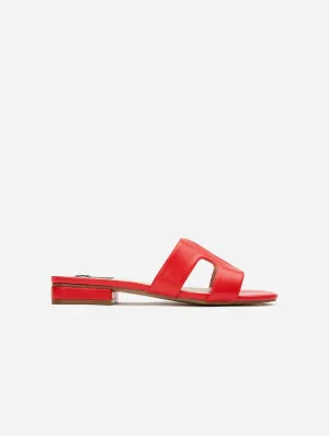 Sandales slides en similicuir végan pour femmes Bok | Rouge