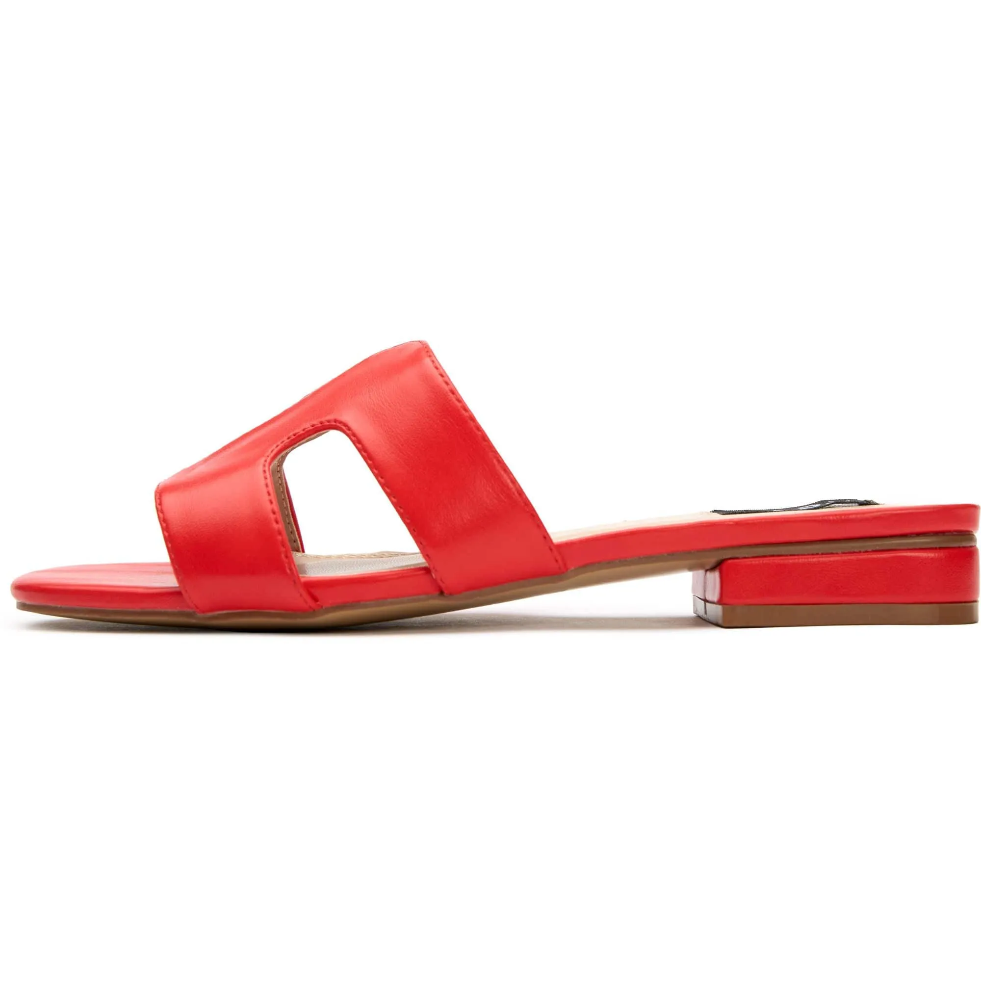 Sandales slides en similicuir végan pour femmes Bok | Rouge