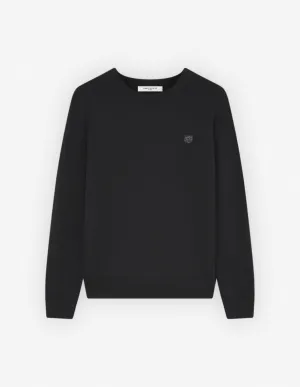 Pull Regular Noir avec Patch de Tête de Renard en Gras