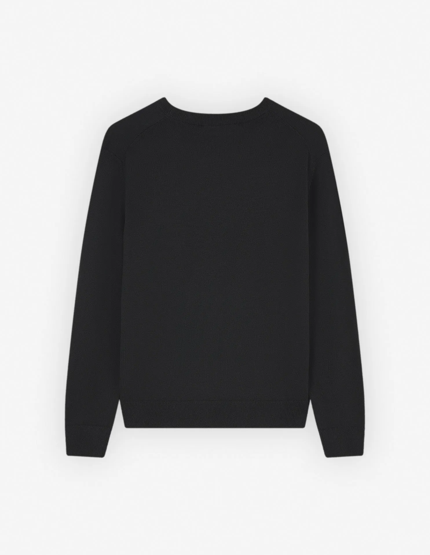 Pull Regular Noir avec Patch de Tête de Renard en Gras