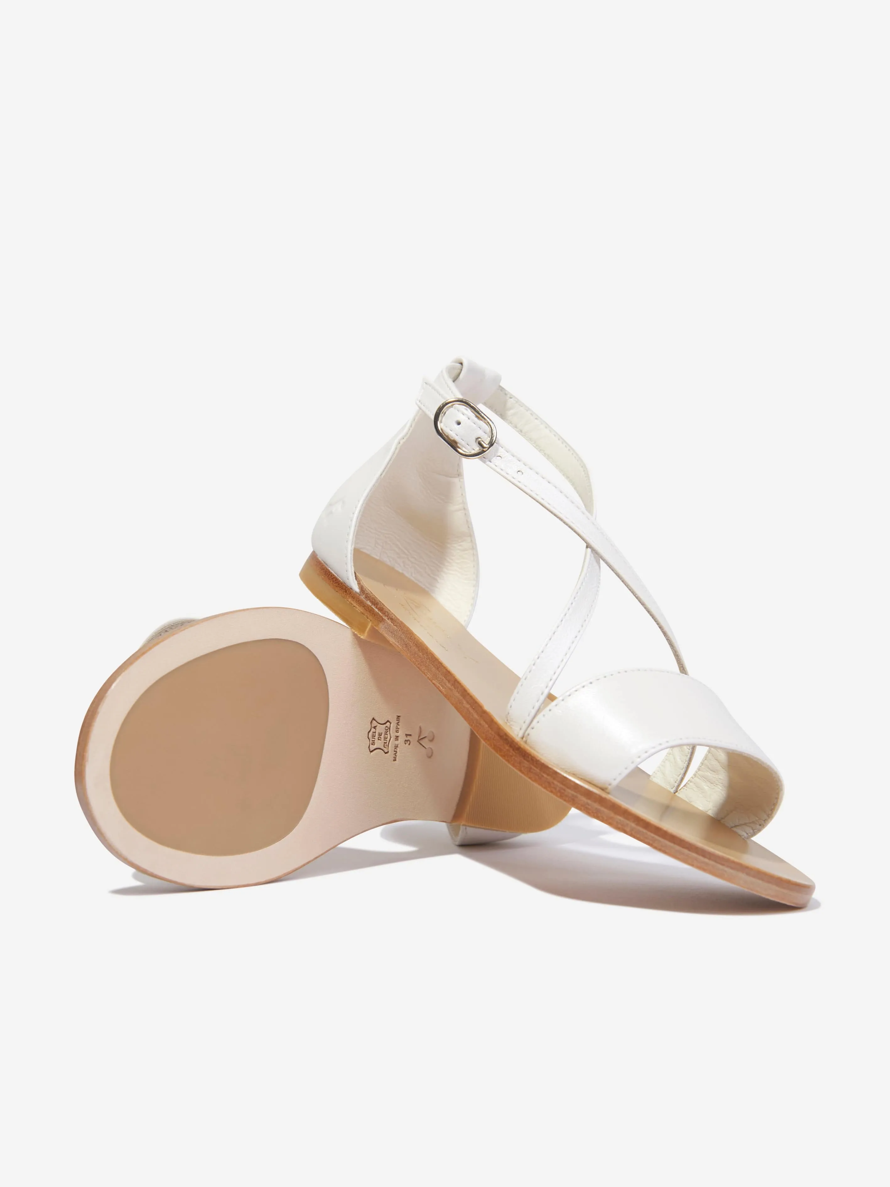 Sandales en cuir Fia pour filles Bonpoint en blanc