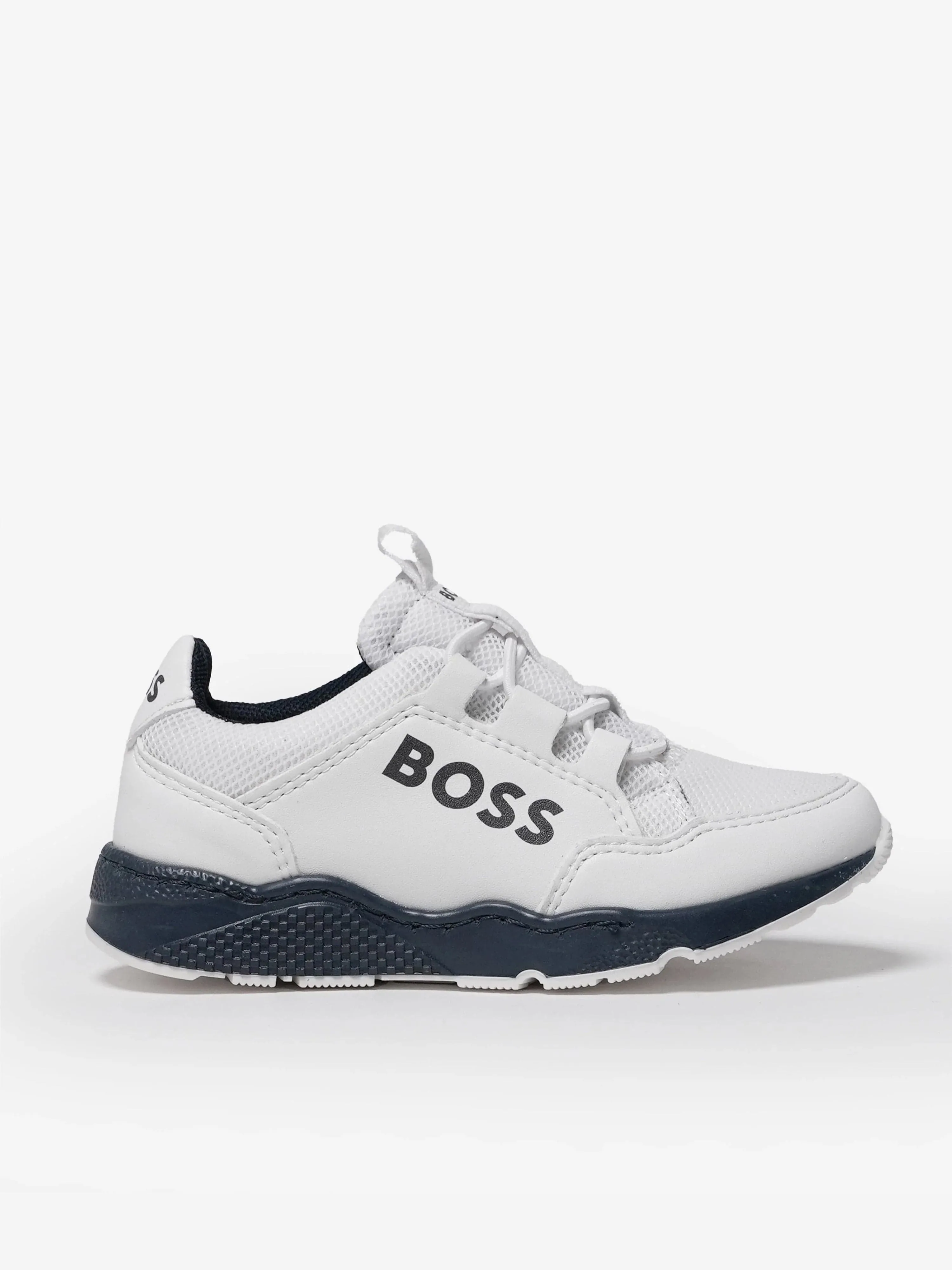 Baskets BOSS Boys à lacets avec logo en blanc