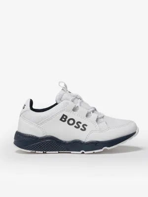Baskets BOSS Boys à lacets avec logo en blanc