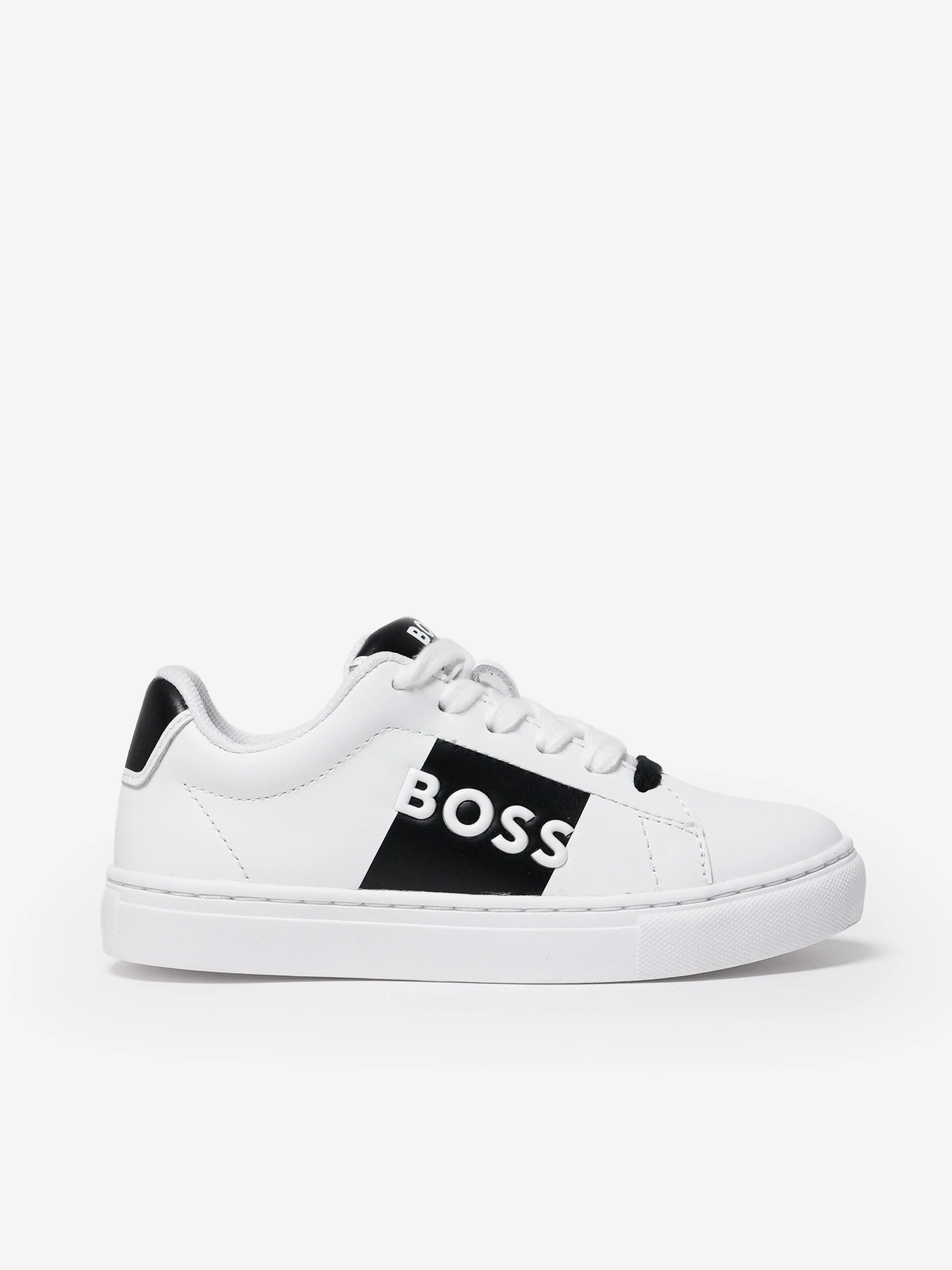 Baskets en cuir BOSS Boys avec logo en blanc