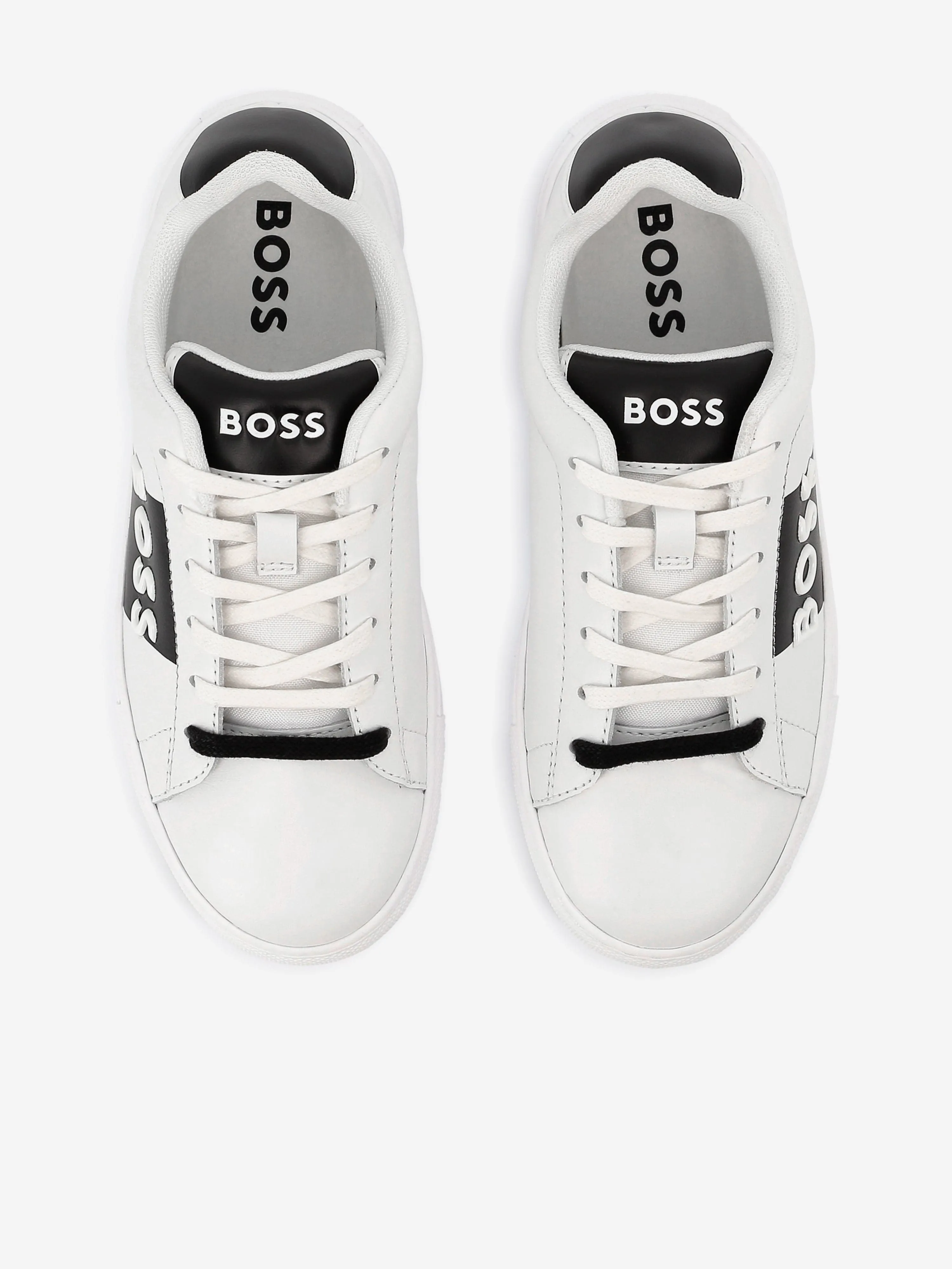 Baskets en cuir BOSS Boys avec logo en blanc