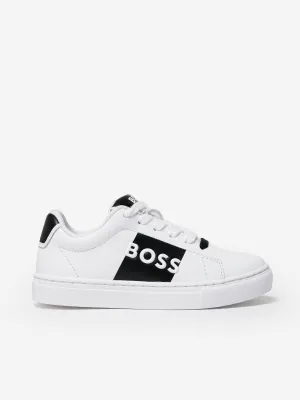 Baskets en cuir BOSS Boys avec logo en blanc
