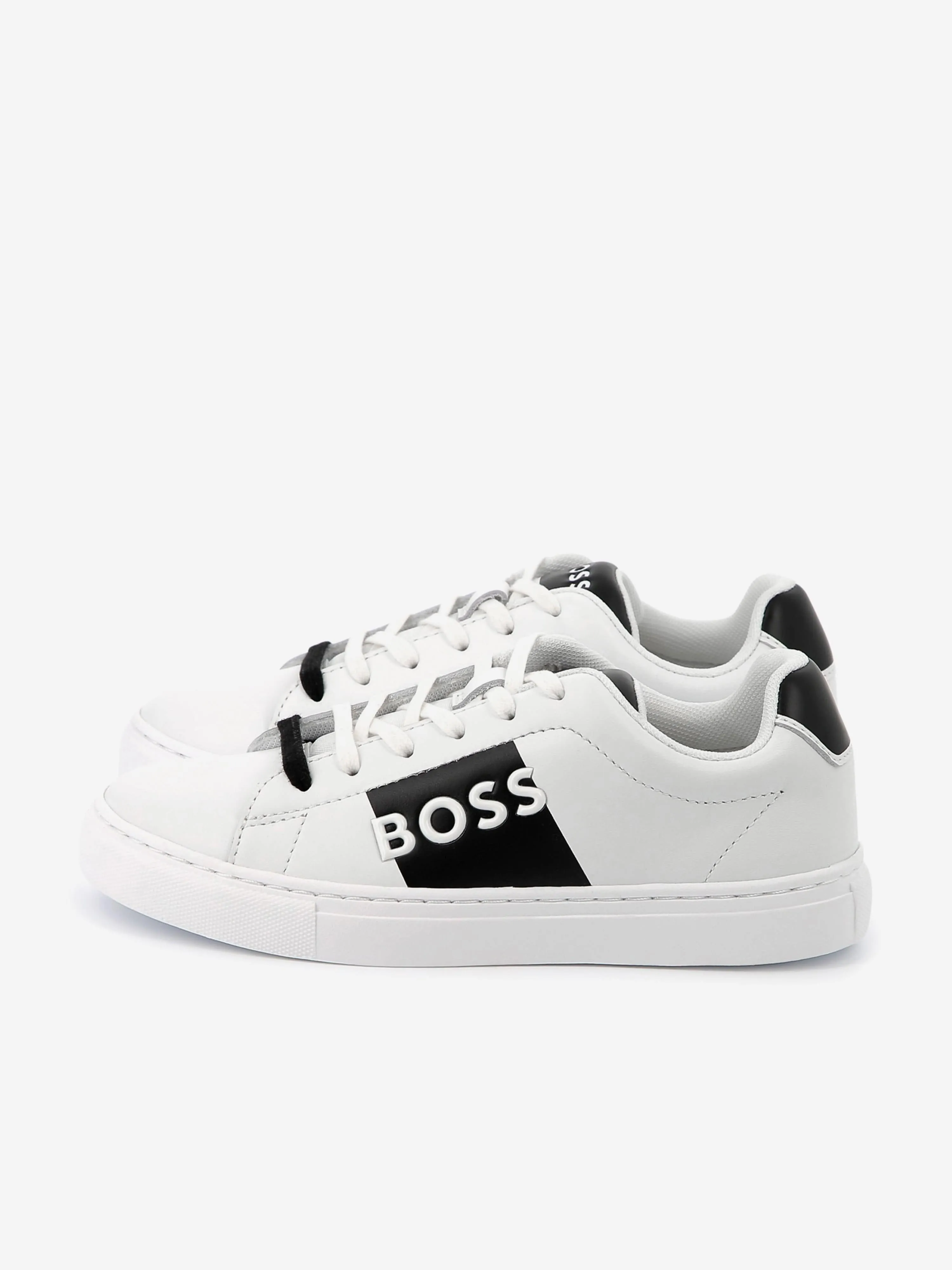 Baskets en cuir BOSS Boys avec logo en blanc