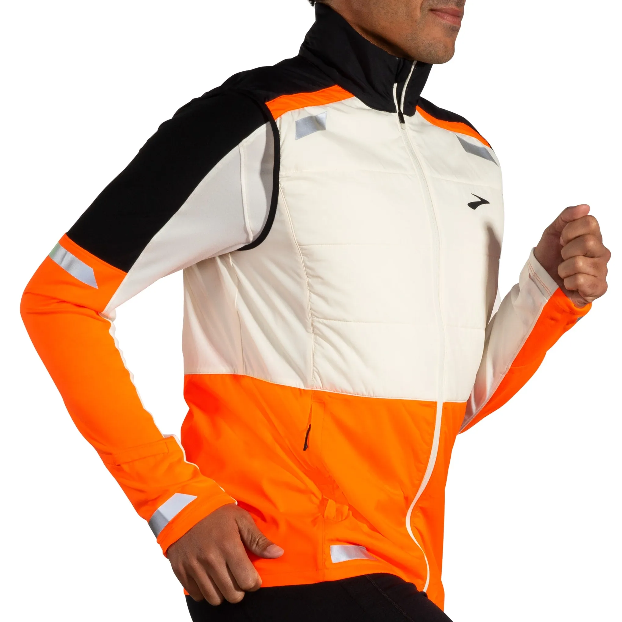 Veste isolée visible Brooks Run - Écru/Fluoro Flash/Noir - HOMME (211518) Brooks