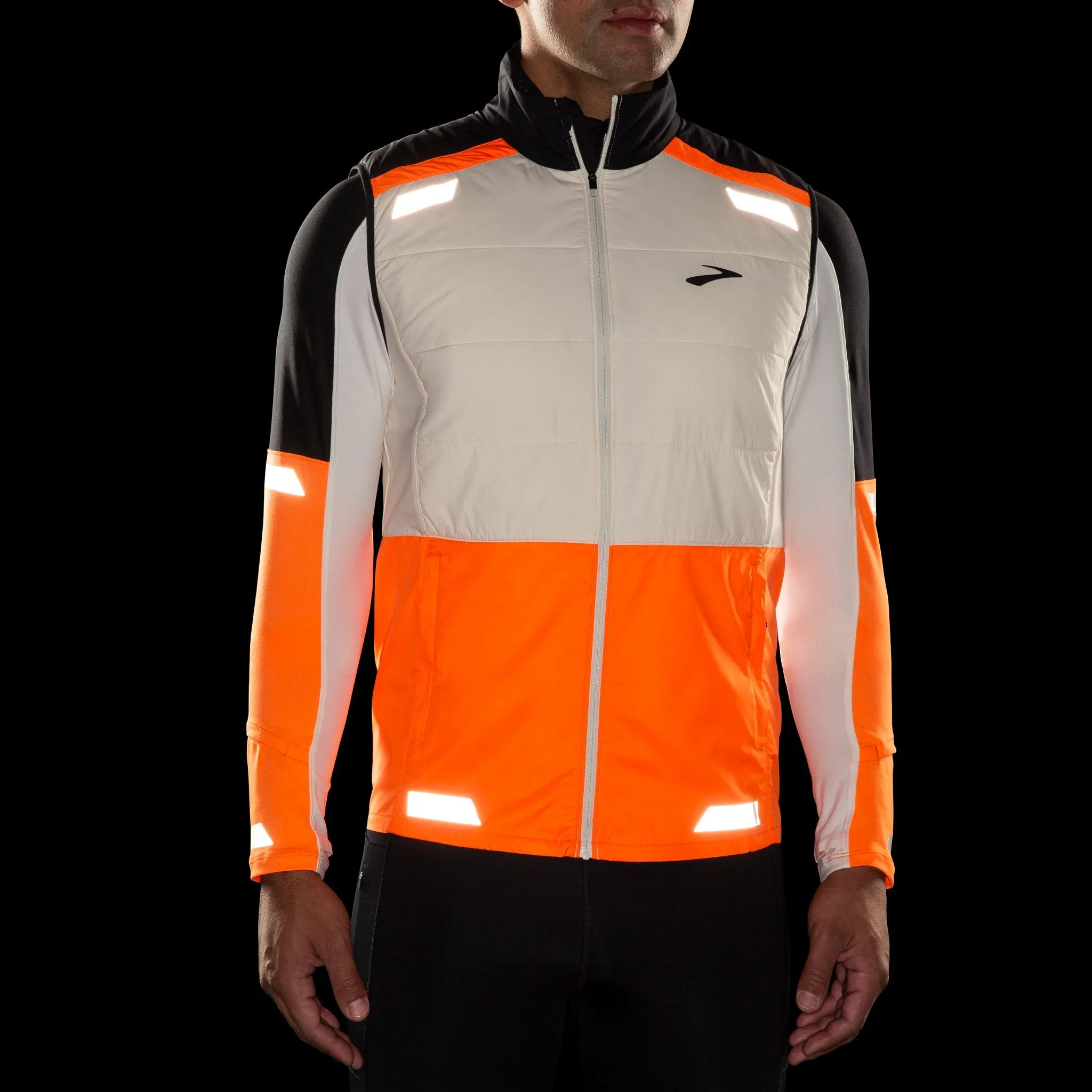 Veste isolée visible Brooks Run - Écru/Fluoro Flash/Noir - HOMME (211518) Brooks