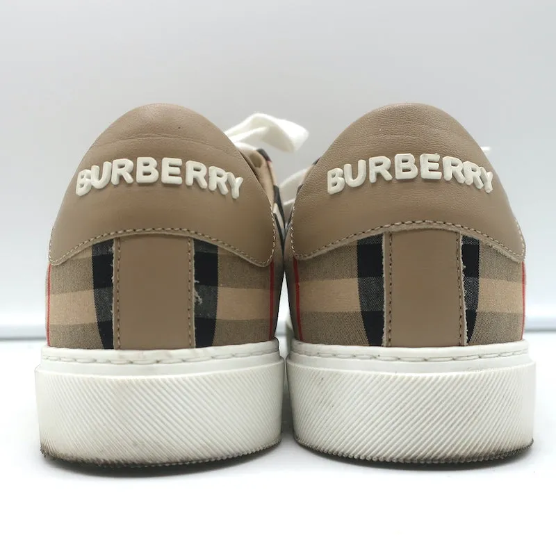 Burberry Vintage Check et Sneakers Basses en Cuir Archive Beige Taille 35.5