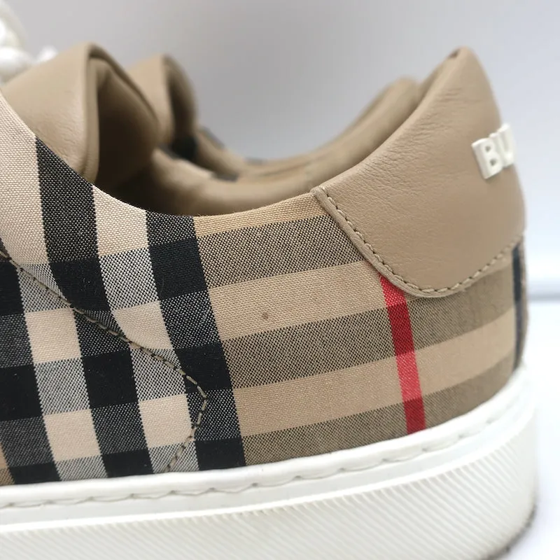 Burberry Vintage Check et Sneakers Basses en Cuir Archive Beige Taille 35.5