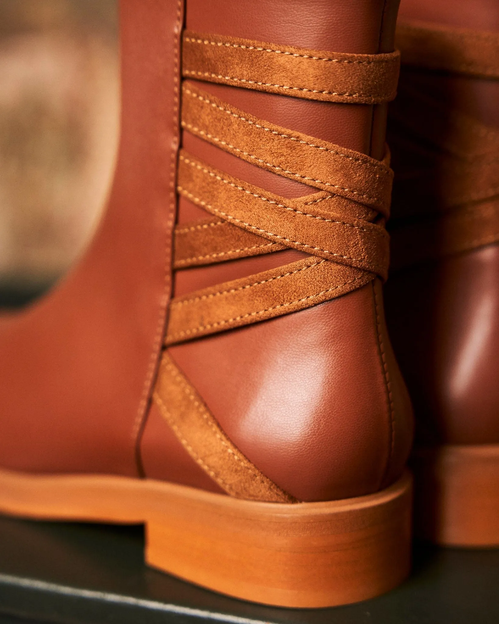 Bottes en similicuir vegan Catimini à fermeture éclair - Camel