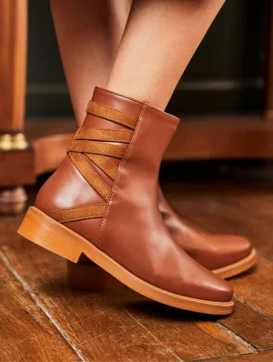 Bottes en similicuir vegan Catimini à fermeture éclair - Camel