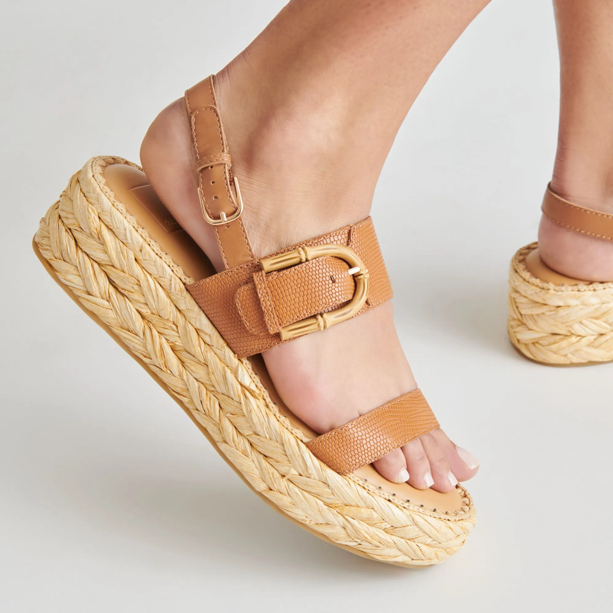 SANDALES CHERA CUIR ESTAMPÉ CAMEL