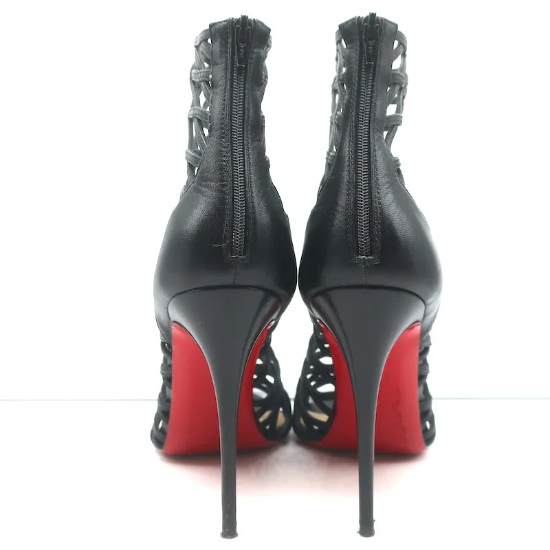 Christian Louboutin Mille Cinque 100 Bottes Cage en Cuir Noir Taille 38.5