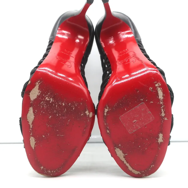 Christian Louboutin Mille Cinque 100 Bottes Cage en Cuir Noir Taille 38.5