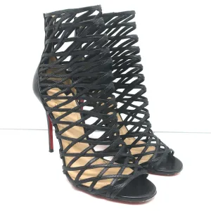 Christian Louboutin Mille Cinque 100 Bottes Cage en Cuir Noir Taille 38.5